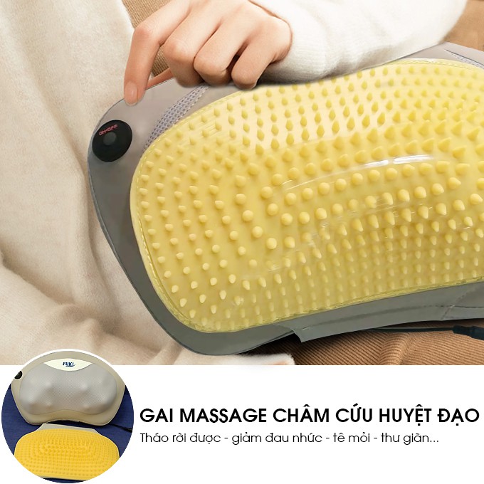 Gối massage hồng ngoại đau vai cổ lưng Shiatsu Fuki FK-568E (Pin sạc)